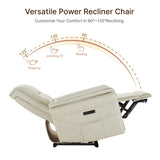 KISLOT Power Recliner Chair with Adjustable Headrest and Footrest, Leather Reclining Chair with USB/Type-C Charging, Modern Electric Recliner for Adults Living Room Bedroom KISLOT