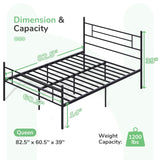 Novilla Metal Queen Bed Frame with Headboard and Footboard, 14 Inch Platform Bed Frame with Storage No Box Spring Needed, Strong Metal Slats Support Novilla