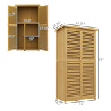 Outsunny 5' x 3' Wooden Outdoor Storage Cabinet, Garden Sheds & Outdoor Storage with Asphalt Roof & 2 Large Wood Doors with Lock, Yellow Outsunny