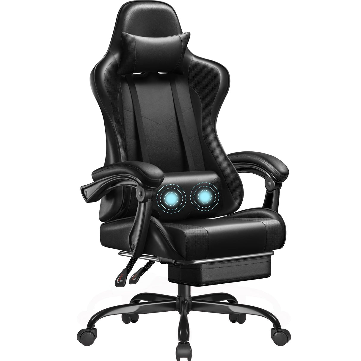 Homall Gaming Chair, Video Game Chair with Footrest and Massage Lumbar Support, Ergonomic Computer Chair Height Adjustable with Swivel Seat and Headrest (Dark Black) Homall