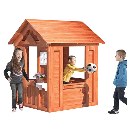 R RUISHENG Kids Outdoor Playhouse Outside Game House Wooden Adventures Cottage for Toddler Boys Girls Ages 3-6 Outdoor Playset for Backyard Garden Lawn Patio