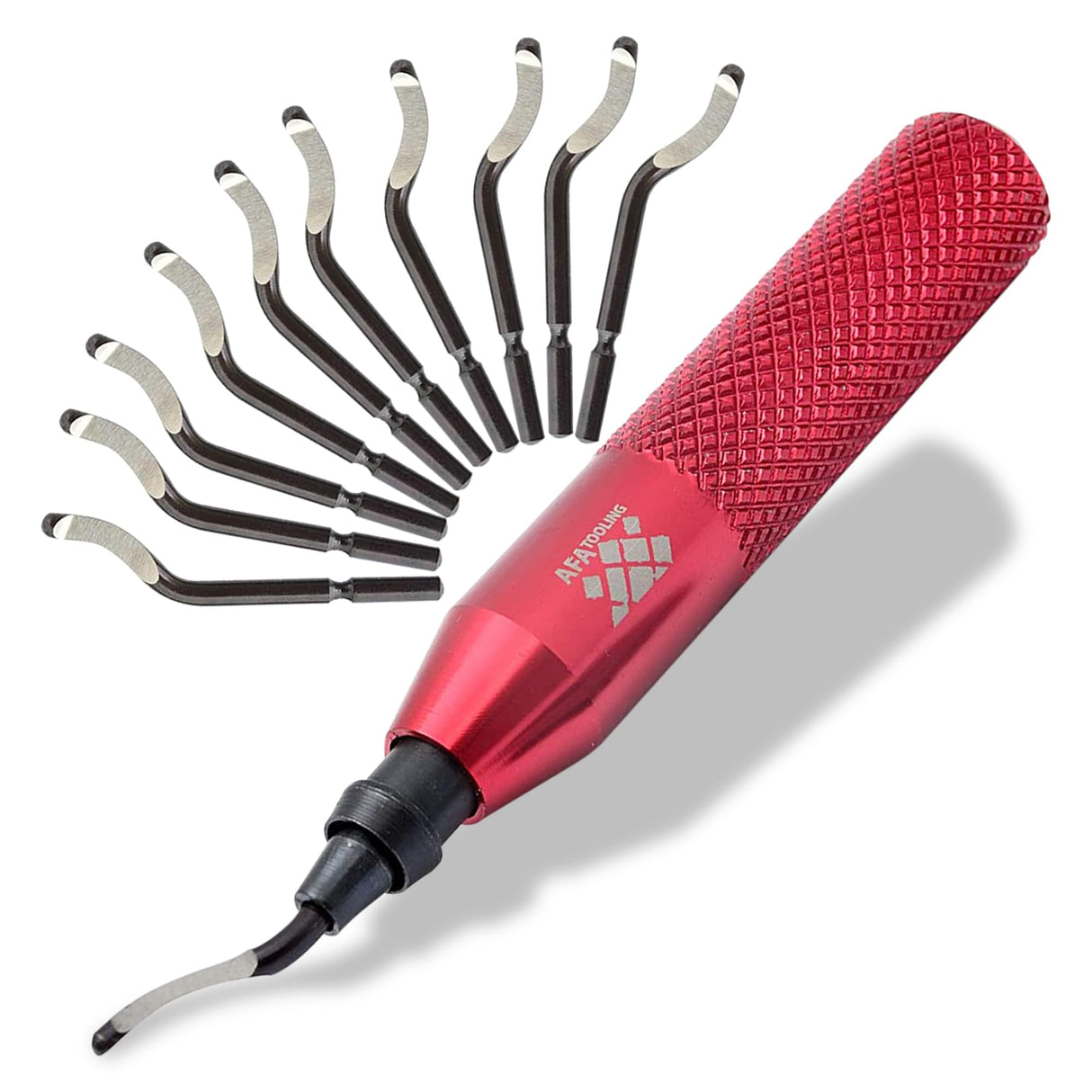 AFA Tooling - Deburring Tool with 11 High Speed Steel Swivel Blades - Works on Metal, Resin, PVC Pipes, Copper, Plastic and 3D Printed Edges - Plumbing & 3D Printing Burr Removal Reamer Tool AFA Tooling Approved for Automotive