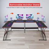 Pazidom L Shaped Gaming Desk, 50 inch Corner Desk, Office Computer Desk with Large Monitor Stand for Home Office Sturdy Writing Workstation, Easy to Assemble, Black Pazidom