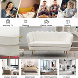 Modern Boucle Loveseat Couch,Futon Small Sofa with Gold Metal Legs ,2-Seater Upholstered Mini Sofa Couches for Small Space,Living Room Bedroom Office Dorm Studio Apartment Love Seat Couche(White) Gustonhon