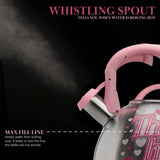 Paris Hilton Whistling Stovetop Tea Kettle, Stainless Steel with Color Changing "That's Hot" Heat Indicator Design, Soft Touch Handle, 2.5-Quart, Pink Paris Hilton