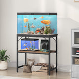 MAHANCRIS 20 Gallon Fish Tank Stand, Aquarium Stand with 2-Tier Storage Shelves, Heavy Duty Breeder Turtle Terrarium Stand Rack for Home Office, 24.0" L x 11.8" W x 24.4" H, Rustic Brown FTHR2001 MAHANCRIS