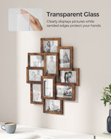 SONGMICS Collage Picture Frames, 4x6 Picture Frames Collage for Wall Decor, 10 Pack Photo Collage Frame for Gallery, Multi Family Picture Frame Set, Glass Front, Assembly Required, Rustic Brown SONGMICS