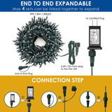 Decute 300LED Christmas String Lights Outdoor Waterproof 105FT UL Certified with End-to-End Plug 8 Modes, Warm White Indoor Starry Fairy Lights for Christmas Tree Patio Garden Wedding Party Decor Decute