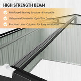 Aoxun 7.4x5.3FT Shed with Floor Galvanized Steel Outdoor Storage Shed Metal Garden Shed with Double Doors, 15mm Moisture-Proof Floor & Ventilation, Sloped Roof for Bike/Generator/Tool Storage (Brown) Aoxun