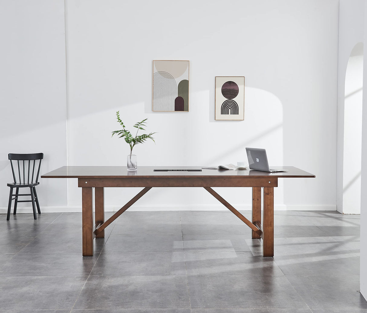 woJKod Pine Wood 8FT Table Rectangular, Kitchen Dining Table, Modern Conference Desk Table for Office-Bouns Socket/Console woJKod