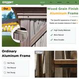 EROMMY 14' x 20' Hardtop Gazebo, Wooden Finish Coated Aluminum Frame Canopy with Double Galvanized Steel Roof, Outdoor Permanent Metal Pavilion with Curtains and Nettings for Patio,Garden, Backyard EROMMY