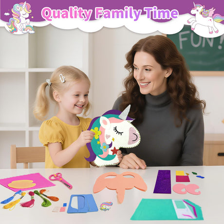 DUOROUBAO 8-in-1 Sewing Kit for Kids, Unicorn Art Craft for Kid Easy DIY Sewing Projects with Instructions Learn to Sew My First Sewing Kit Birthday Christmas Gifts for Girls Boys Education Toys 5+ DUOROUBAO
