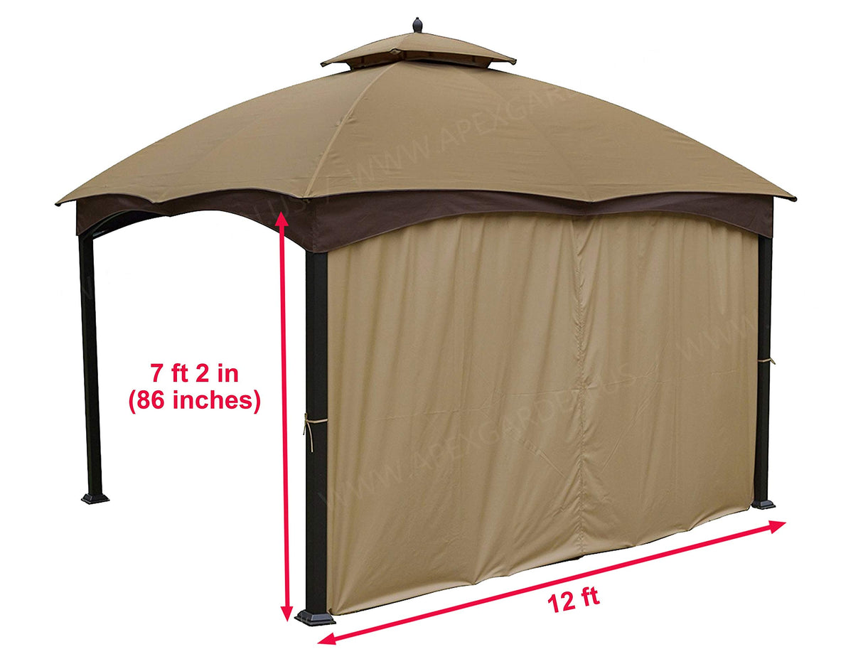 APEX GARDEN Universal 12' Privacy Panel Curtain for 10' and 12' Gazebo (Side Wall Curtain Only) APEX GARDEN