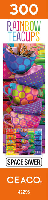 Ceaco – Rainbow Teacups - 300 Piece Jigsaw Space Saver Puzzle – Puzzles for Smaller Spaces and Surfaces Ceaco
