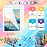6 Pack Paint by Numbers Kit for Adults Beginners-Easy City Travel Adult Paint by Number Kits on Canvas, DIY Acrylic Oil Painting by Numbers for Adults Without Frame for Gift Home Wall Decor(10x14inch) Arttoplus