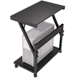 Faesun Computer Tower Cart - Height Adjustable PC Stand, 2-Tier ATX-Case CPU Holder Home Office Gaming Desk Accessories with Rolling Lockable Wheels, Laptop Table Standing Computer Desk, Rustic Black Faesun