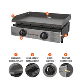 Blackstone 1666 22” Tabletop Griddle with Stainless Steel Faceplate, Powder Coated Steel, Black BLACKSTONE