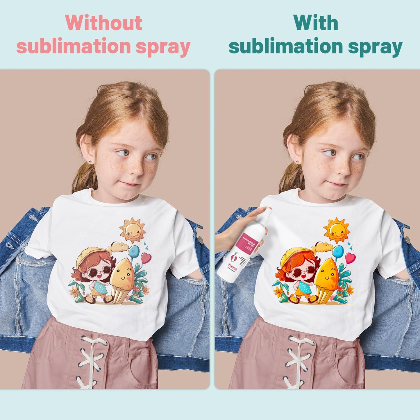 Sublimation Spray for Cotton Shirts with 2 Nozzles, 100ml Upgraded Formula Sublimation Coating Spray for All Fabric,High Gloss,Quick Drying and Adhesive Spray for Polyester,Carton,Tote Bag,Mug