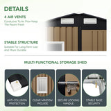 MistMo 6X4FT Outdoor Steel Storage Shed with Lockable Doors, One Window,Ideal for Garden, Backyard, Patio Storage,Brown Mistmo