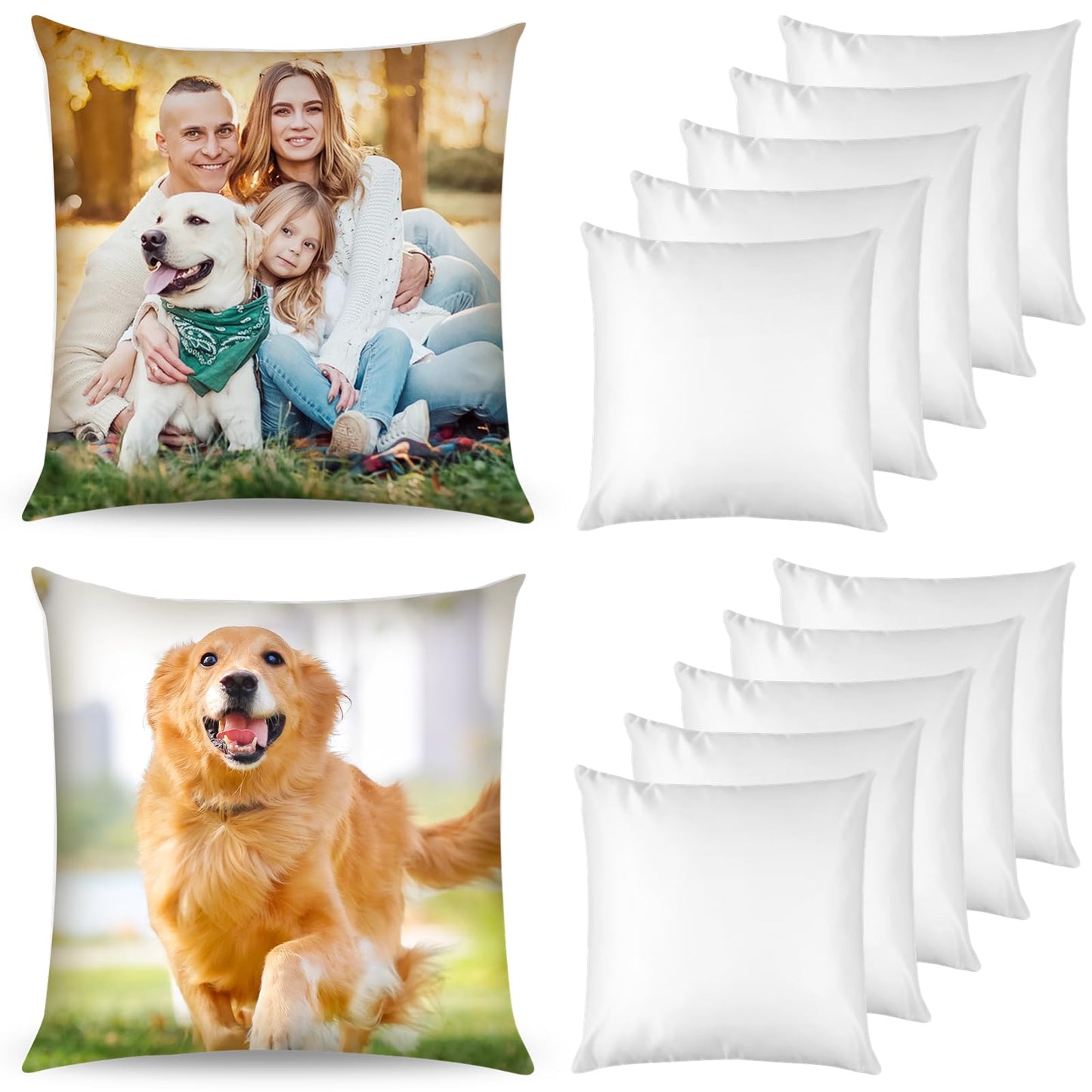 12 PCS Sublimation Pillow Cases, 18” x 18” Heat Transfer Pillow Covers, White Blank Sublimation Cushion Cover, Winkle-Free Soft Polyester Throw Pillow Case with Invisible Zipper, DIY Gifts