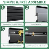 Noliven Slatwall Panel Wall Storage Systems, 4x8 ft Slat Wall Paneling Garage Wall Organizer with Six Hooks, Heavy Duty Wall Mounted PVC Wall Rack, Black Noliven