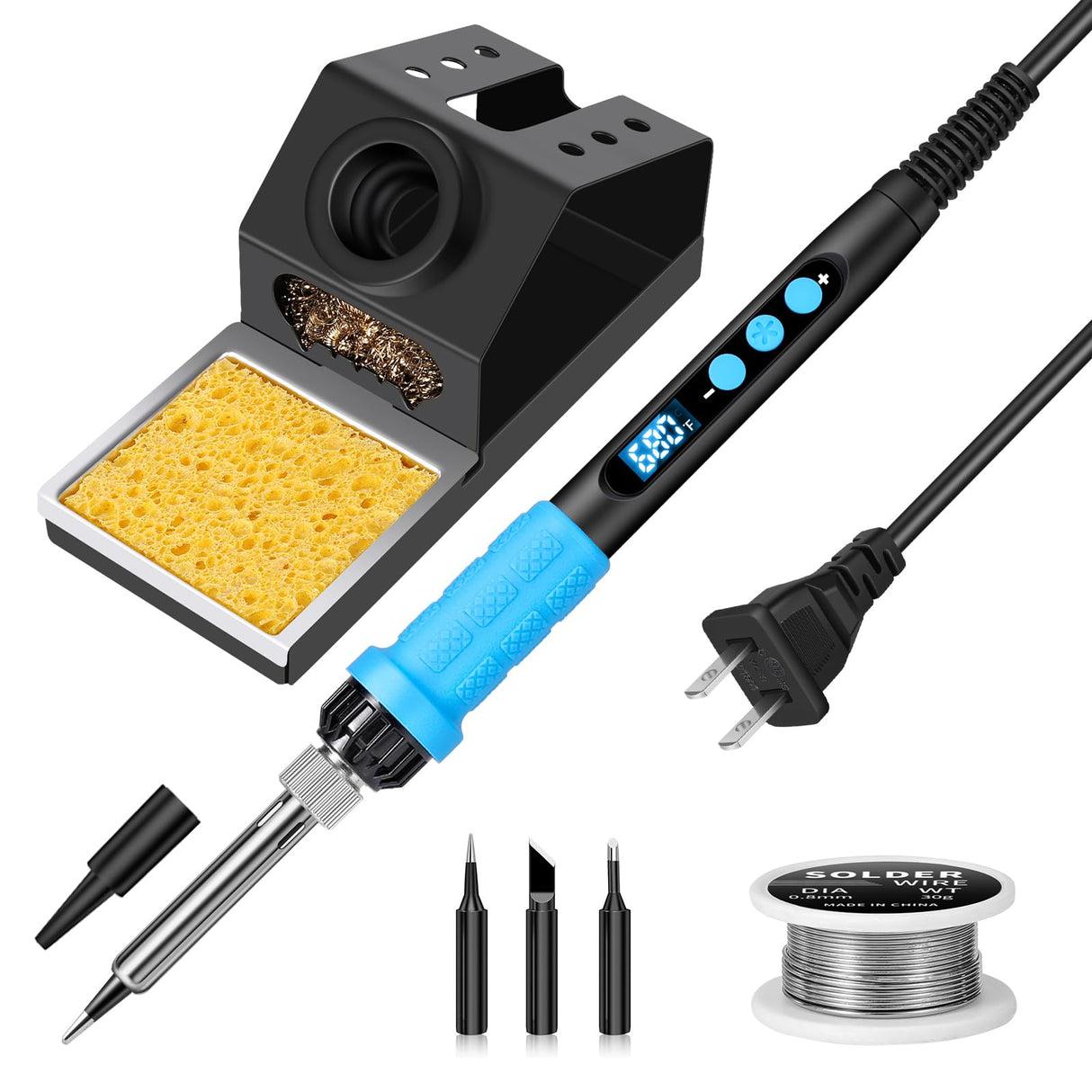 Soldering Iron Kit, 100W High Power Soldering Iron, Fast Heating, Digital Display Temperature Control Accurate 356°F-896°F, Portable Soldering Kit with Protective Cap, Automatic Sleep Mode Aucanla