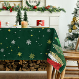 Horaldaily Christmas Tablecloth 60×84 Inch Rectangular, Christmas Trees Green Washable Table Cover for Party Picnic Dinner Decor Horaldaily