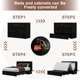 GraceGrove Queen Size Murphy Bed：Wood Queen Murphy Bed Cabinet with Large Storage Drawer,Optimize Sleeping Space（Mattress Not Included） Black-11 GraceGrove
