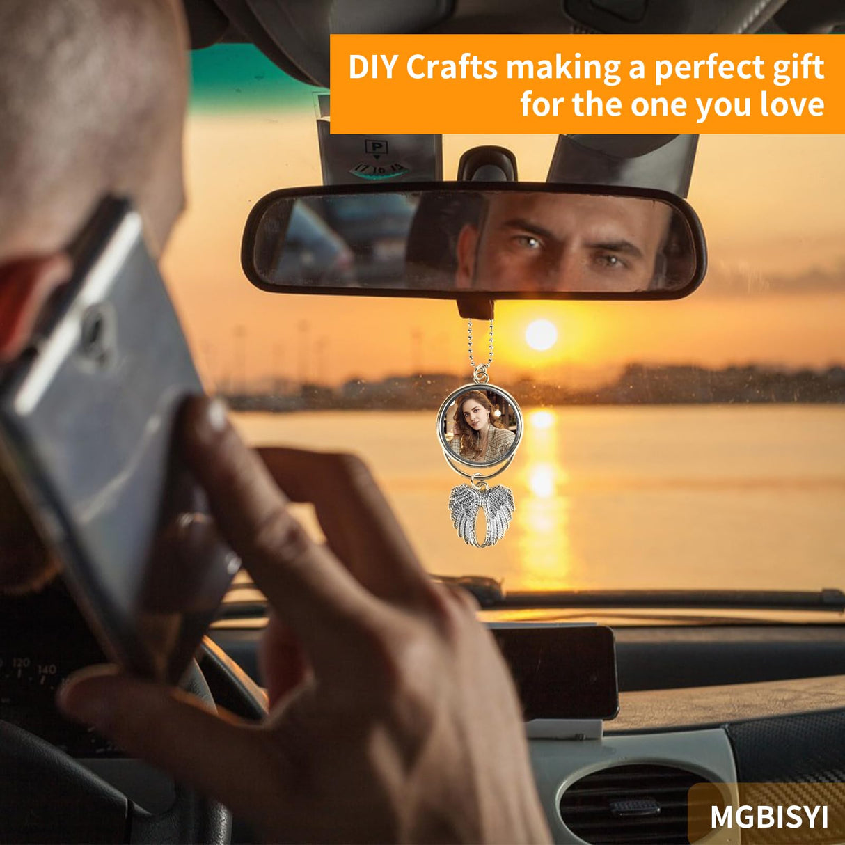 Sublimation Pendant Blanks,Car Picture Frame,Angel Wing Printing Pendant Jewelry Making, Sublimation Blanks Bulk for Automobiles Home Christmas Ornaments(5PC) MGBISYI