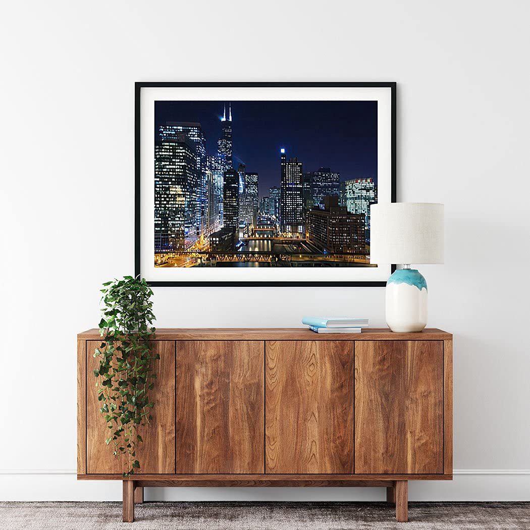 Diamond Painting Adult Painting Kits Chicago Chicago at Night of Downtown and River Bridges Ni Home Bedroom Living Room Art Wall Decoration 12"x16" Puzzle art