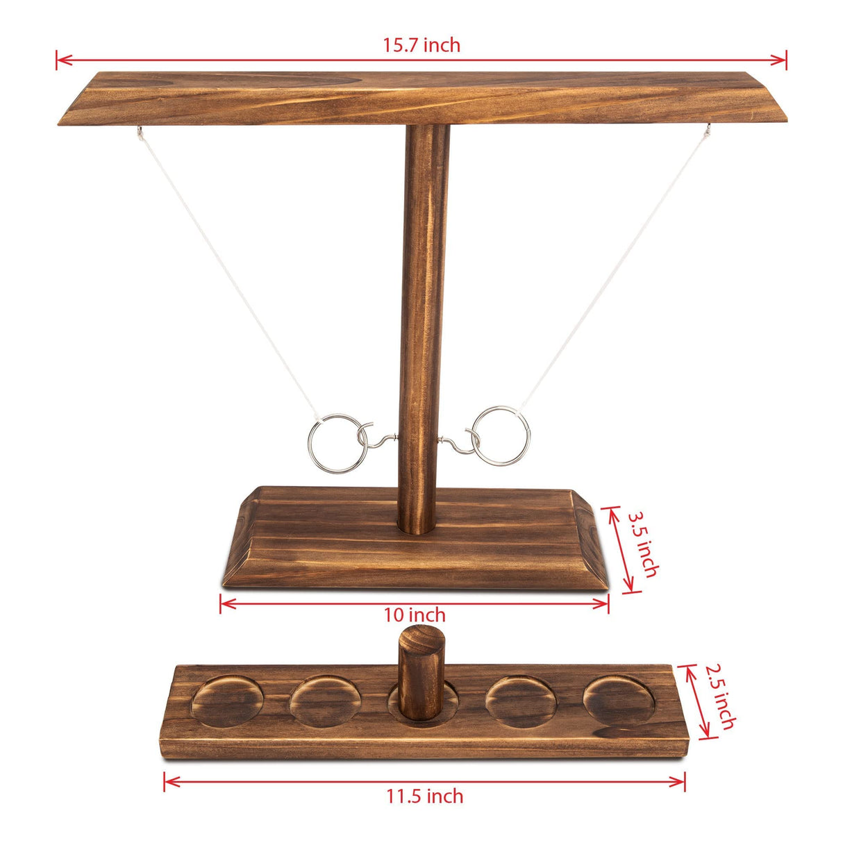 DreamToyz Ring Toss Games for Adults, Ring Toss Game, Outdoor Indoor Handmade Wooden Hooks Fast-paced Interactive Game for Bars, Home, Party, 15.7" X 13" Large Size, Brown DreamToyz