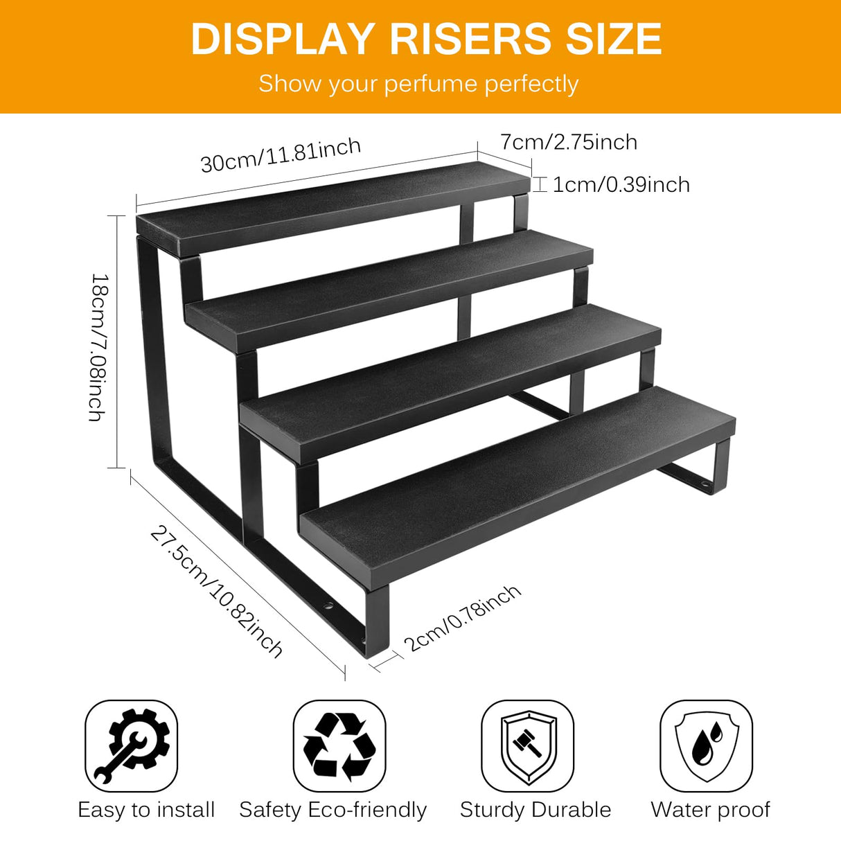 Wood Cologne Organizer for Men,12 Inch 4 Tier Cologne Stand Waterproof Perfume Organizer for Dresser with Anti-Slip Washers,Wooden Display Risers Stand for Party,Makeup,Figures,Cupcake,Perfume,Dessert HomePekite