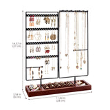 ProCase Jewelry Organizer Stand Earring Holder Organizer, 6 Tiers Earring Organizer Tree Necklace Rack Jewellery Tower Bracelets Holder Storage with Removable Wooden Ring Tray for Women Girls -Black ProCase