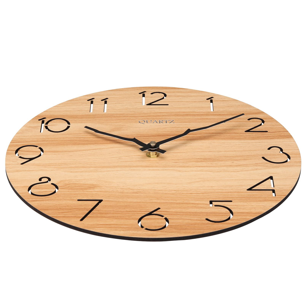 LAIGOO 12 Inch Wood Wall Clock Quartz Analog, Silent Non-Ticking, Decorative Modern Wall Clock Battery Operated for Living Room Bathroom Bedroom Kitchen Office School LAIGOO