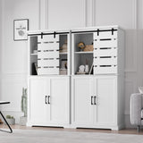 BOTLOG Tall Kitchen Pantry, Large Wood Storage Cabinet with Sliding Barn Door and Adjustable Shelves, Tall Freestanding Cupboard for Dining Room, Living Room, Laundry, White BOTLOG