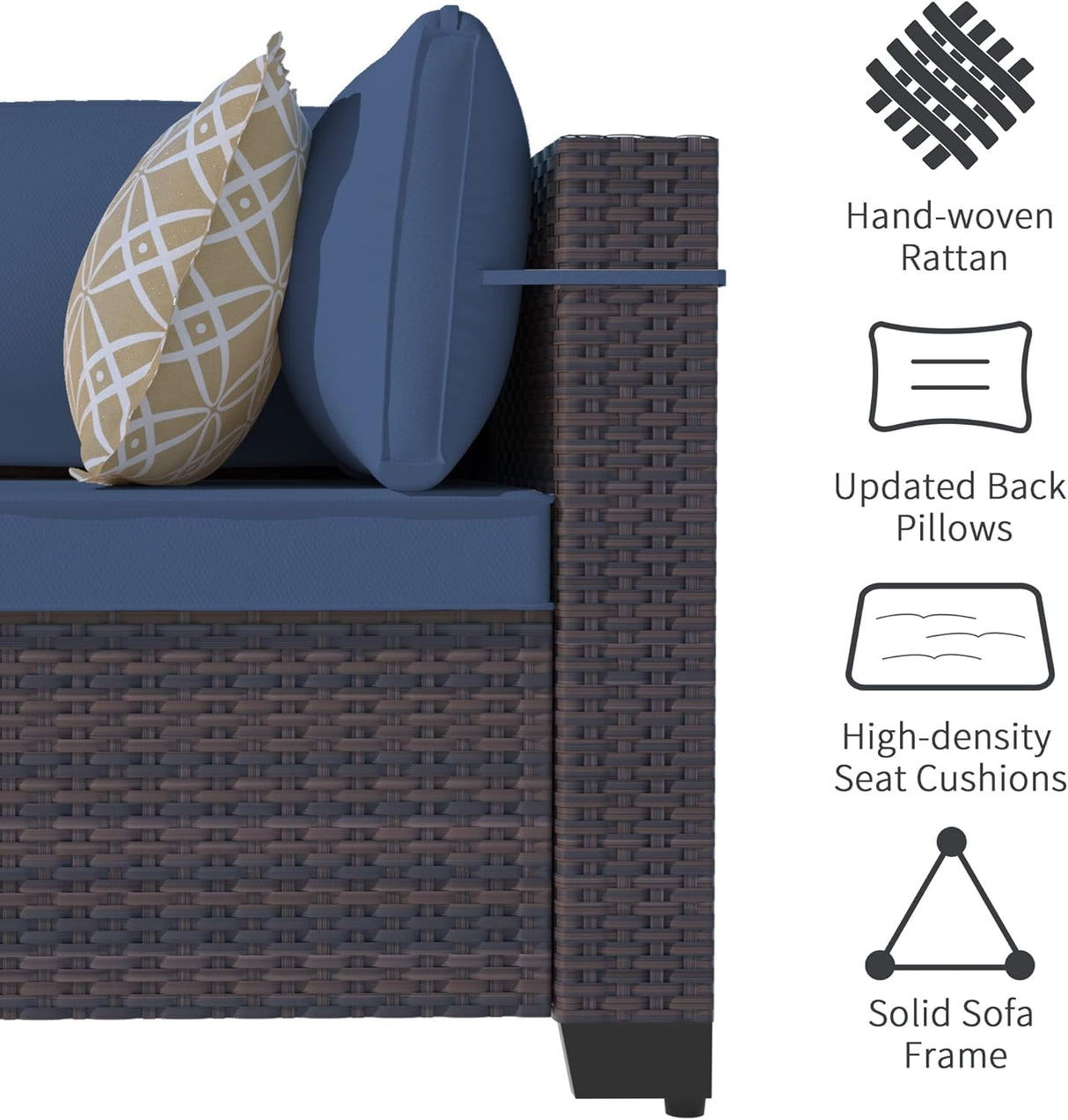 ASJMR 11 Pieces Patio Furniture Set with 2 Swivel Chairs Patio Furniture Outdoor Sectional Sofas with 55000 Gas Fire Pit Patio Conversation Set w/7 Cushions ASJMR