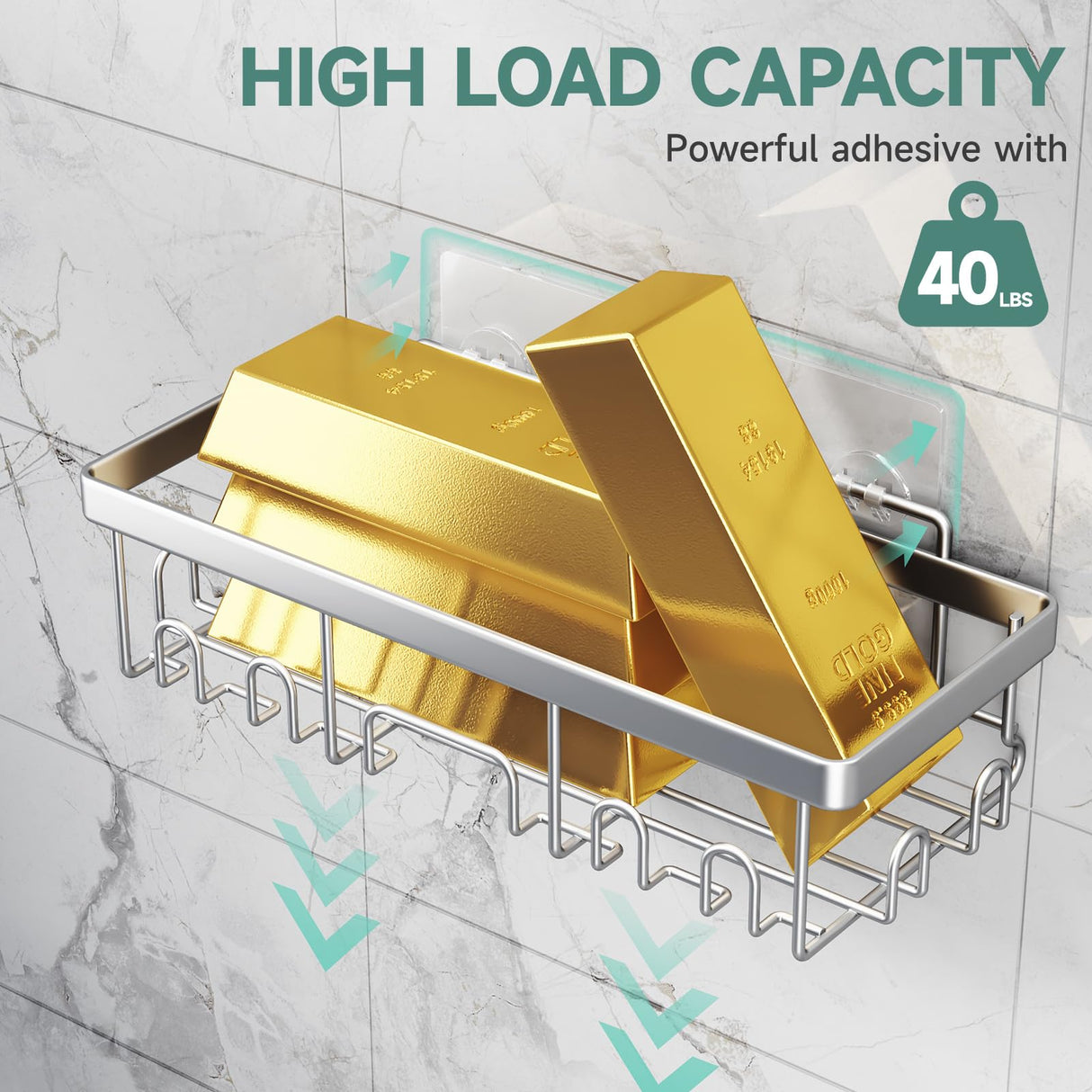 Veken Shower Caddy 6-Pack, Family Choice Award Winner, Large Wall Mounted Shower Rack, Bathroom Shelves Over Toilet, Organizer Storage Accessories with Soap Dish & Toothbrush Holder, Silver Veken