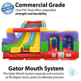 29'L Radical Run Inflatable Obstacle Course with Climbing Wall, Retro Rainbow, 16' Wide x 15' Height, Commercial Grade Interactive Bounce House, Includes: Blower and Stakes TentandTable