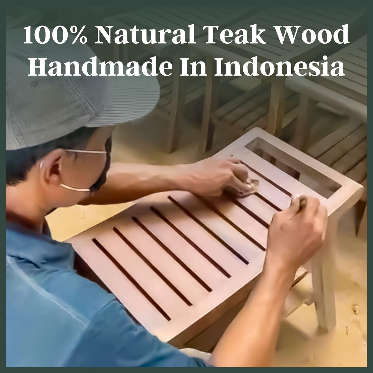 Curved & Durable Teak Shower Bench That Doubles As Teak Shower Stool & Teak Shower Seat. A Great Shower Chair for Inside Shower - Fully Assembled - 18inches - Mikha The Teaky Hut