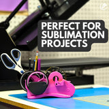 echomerx Pink Heat Tape Dispenser - Sublimation Tape Dispenser to Pre-Cut Heat Resistant Tape | Heat Transfer Tape, Fast Multi-Tape Cutter, Semi-Automatic, Manual Video & 1" Core for Scotch Tapes echomerx