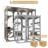 PetsCosset 71" Catio Outdoor Cat Enclosure, Large Wooden Outdoor Cat House Kitty Catio Enclosure for Indoor Cats, Outdoor Catio Weatherproof Attached to Window Catio for Cats, 7Platforms-71 H PetsCosset