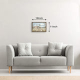 Barn Framed Wall Art Decor: Rustic Farmhouse Wooden Picture Country Windmill Meadow Landscape Painting Blue Sky and Wild Flowers Prints Artwork for Bedroom Kitchen 16'' x 11' cozy country