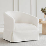 KISLOT Swivel Accent Chair, 360 Degree Linen Fabric Armchair Modern Barrel Chairs Armchair for Living Room Bedroom Home and Office,Cream White KISLOT
