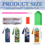 icceemee 4 pcs Oil Painting Themes Diamond Painting Bookmarks, DIY Diamond Art Kits for Adults, Book Corner - Protecting Bookmark Craft Supplies Kits for Book Lovers (Oil Painting) icceemee
