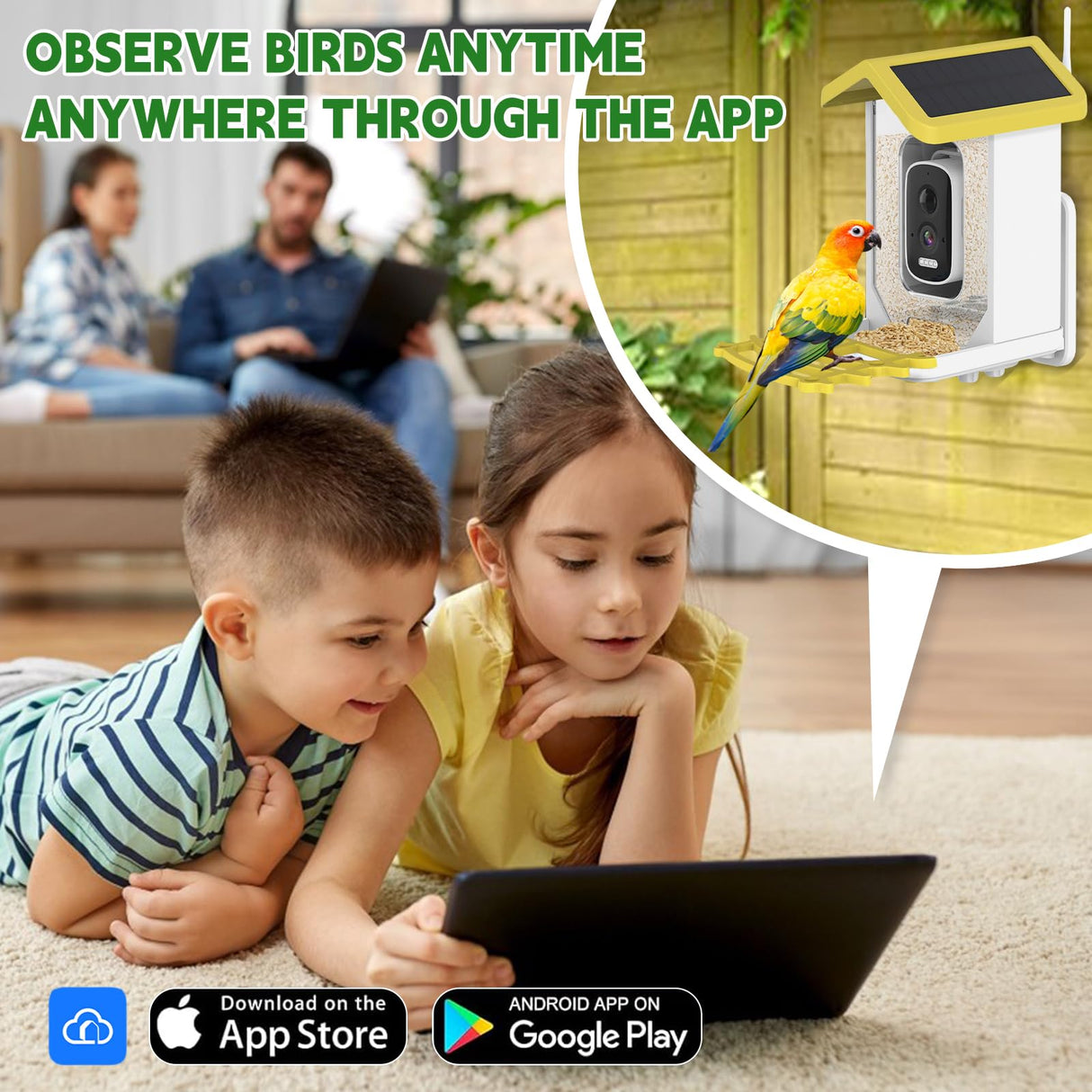 Smart Bird Feeder with Camera, HD Camera Bird Feeder, Solar Powered, Auto Capture Bird Videos & Detection, Solar Powered Wireless Birdhouse Camera for Outdoors, Perfect for Bird Lovers HYNXM