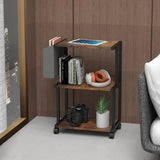 Ostreeful 3 Tier Printer Stand Rustic Brown Printer Mobile Wooden Printer Shelf Table Organizer for Home Office Kitchen Oastreeful