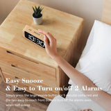 Odokee Digital Dual Alarm Clock for Bedroom, 0-100% Dimmer, Weekday/Weekend Mode, Easy to Set, USB Charger, Adjustable Alarm Volume with 5 Alarm Sounds, Snooze, 12/24Hr, Battery Backup (Wood Grain) Odokee