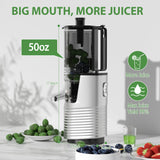Cold Press Juicer Machines, Floisdace 5.4" Self-Feeding Masticating Juicer Fit Whole Fruits & Vegetables, 350W Professional Slow Juices Extractor Easy to Clean, BPA Exclude-Black Floisdace