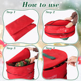 BlessedSeason Wreath Storage Container，Christmas Wreath Storage Bags for 2 Wreath with Dual Zipper and Handles, Dust, Pest Protection,Holiday Wreaths Storage Holder 24” (RED) BlessedSeason