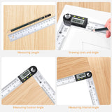 Neoteck 12 inch/30cm Stainless Steel Digital Angle Finder Protractor Ruler with Data Holding Function for Woodworking Construction Repairing Neoteck